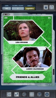 Topps Digital Star Wars Card Trader Gilded Silver Leia Lando Calrissian 2cc!!