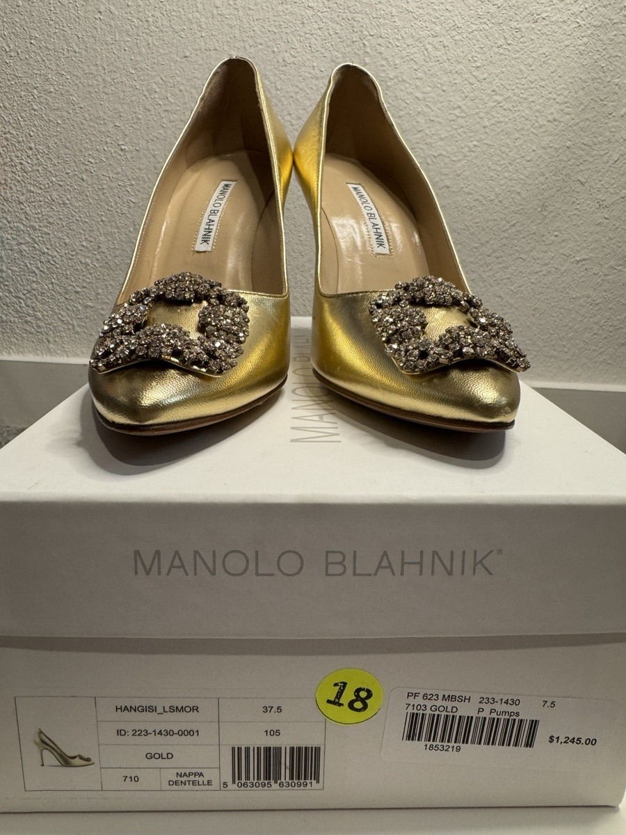 MANOLO BLAHNIK ハンギシ　37.5 Manolo Blahnik - Hangisi_LSMOR Gold pump Size 37.5 105mm Heel Size