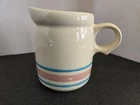 McCoy Stonecraft #1414 USA Pottery Pink/Blue Stripe Creamer Pitcher Vintage