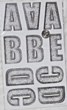 large letter stickers ABC Alphabet hammered steel grey gray INCOMPLETE