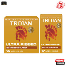 Trojan Ultra Ribbed Thin Lubricated Latex Condoms for Men Premium Condoms