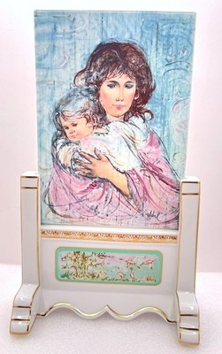 Edna Hibel ''Fleeting Moment'' Porcelain Plaque Plinth Stand Set #230/1000 Arzberg