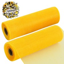 Yellow Decorative Mesh Ribbon Rolls 2 PCS 10 Inch 10 Yards Fabric Wreath Decor