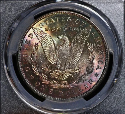 1886-P PCGS MS64 Morgan Dollar w/ Auroral, Iridescent Rainbow End-Of-Roll Toning