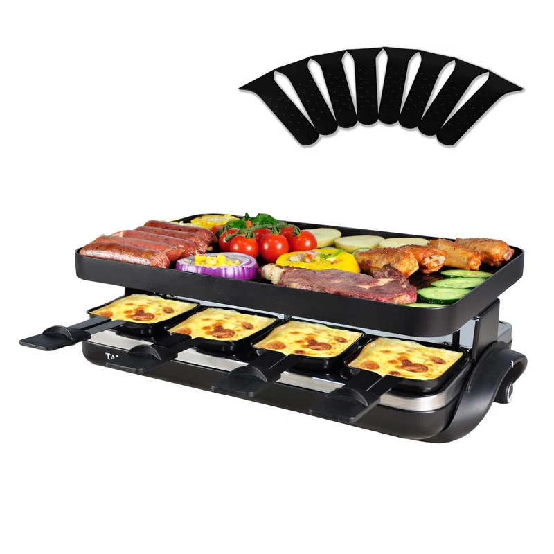 Tamarit Classic 8 Person Raclette Grill 1500W Electric Tabletop Griddle