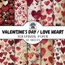 Valentine's Day Love Heart Scrapbook Paper: 20 Double-Sided Valentine Love Heart