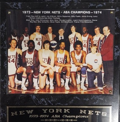 New York Nets 1973-1974 ABA  CHAMPIONS 12x15 PLAQUE
