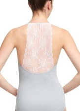 Capezio Reverie Grey and Pink Laced Leotard Size Adult Large 10753W