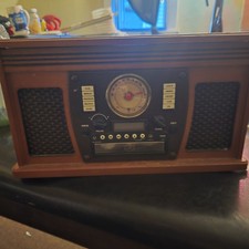 Victrola VTA-400BPA Brown Bluetooth Record Player AM/FM CD Cassette USB