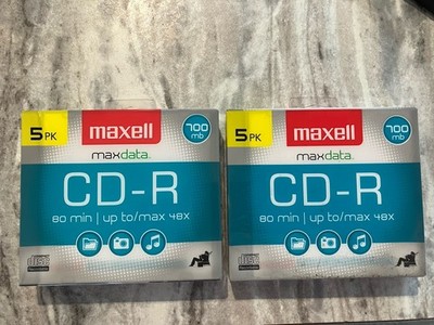 2 Pk Maxwell CD-R Blank Maxdata 80 Min each CDs, 48x max 700mb 5 Disc NEW SEALED
