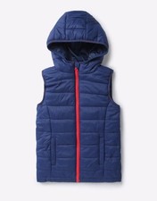 Zella Girl size Medium 8/10 puffer CHAMBRAY vest hooded Youth M