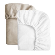 Muslin Crib Sheets for Boys Girls, 2 Pack Soft and Breathable Cotton Fitted C...