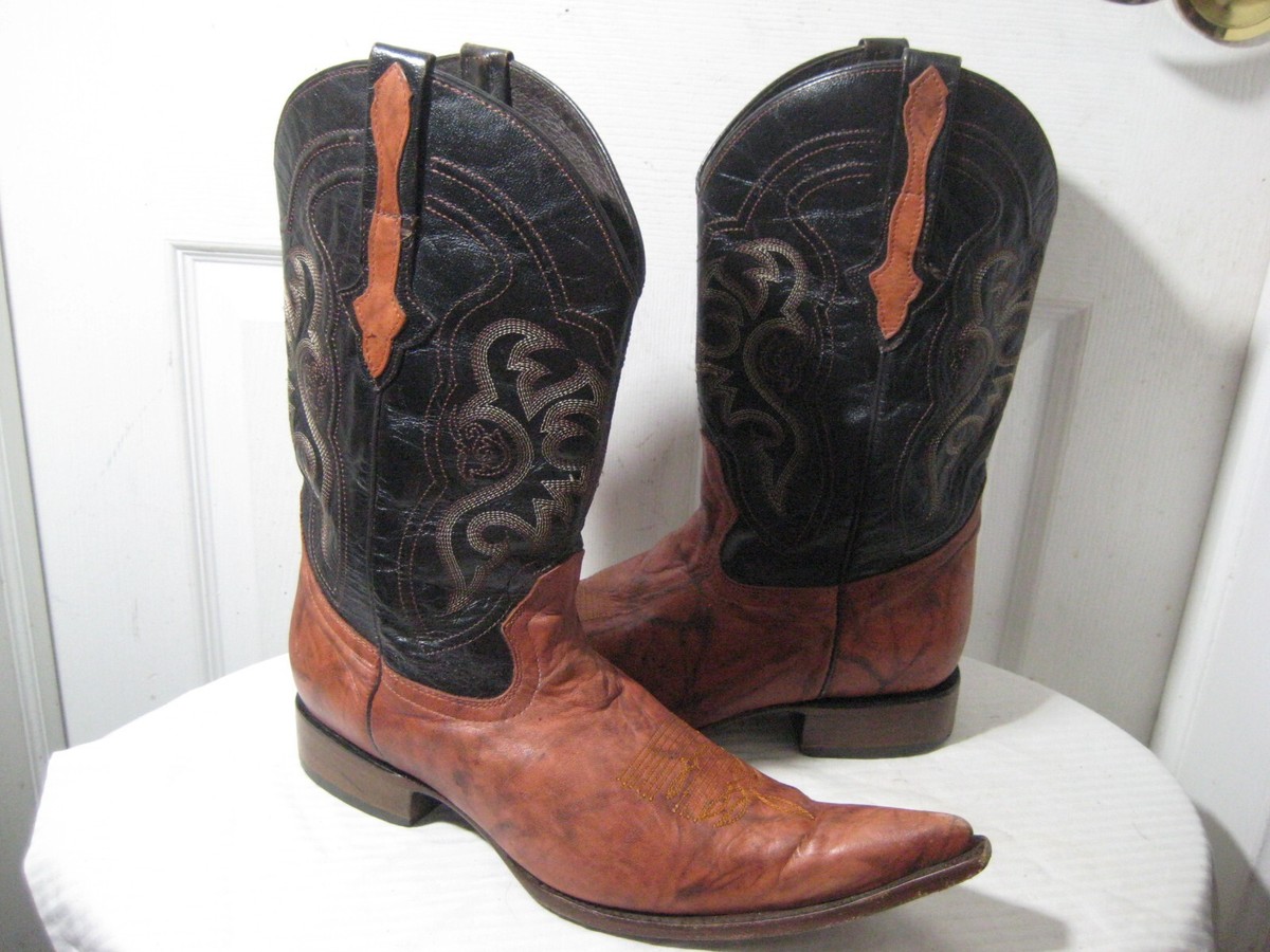 El General Men\'s Black and Brown Boots Size 6.5-11 Caiman Print Cowboy Boots - El General main image 4