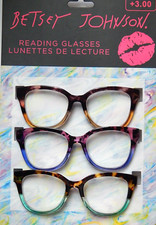 BETSEY JOHNSON 3.00 WOMEN'S READING GLASSES 3-PACK READERS NEW AUTHENTIC