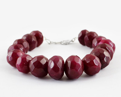 402,00 KT ERDE ABGEBAUT SATTER ROTER RUBIN RUND FACETTIERTE PERLEN ARMBAND - PREISVORSCHLAG