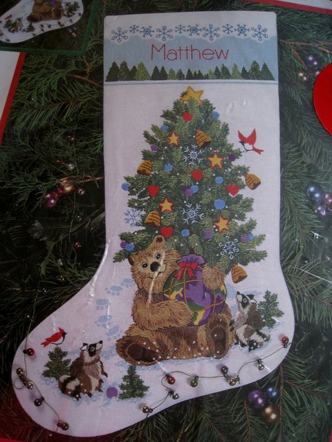 Dimensions Crewel Teddy's Gift Christmas Stocking Kit 8084 - Unopened