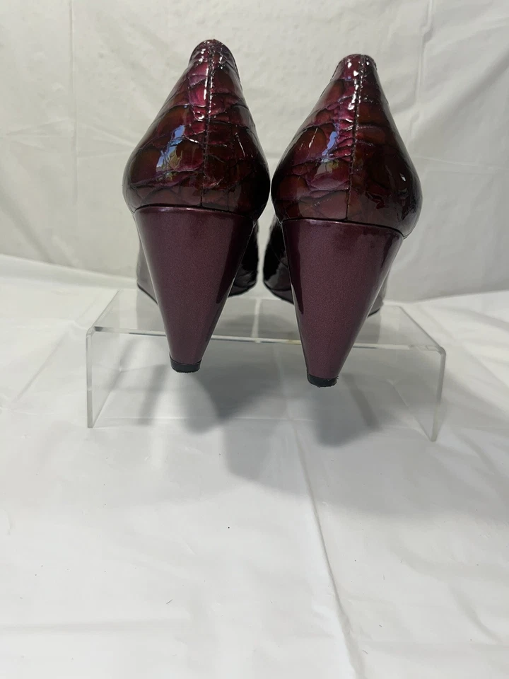 Antonio Melani Whitley ciruela cuña perfecta bomba cuero talla 10 Foto 4 de 4