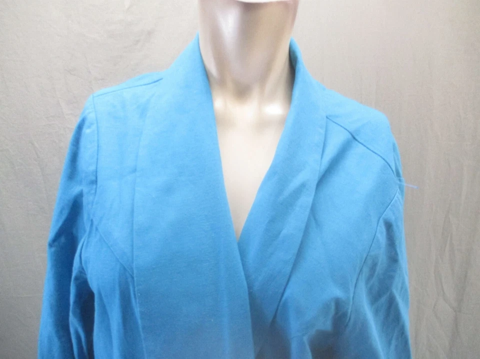 Blazer de verano TORRID talla 2 para mujer azul mezcla de lino bolsillo solapa frente abierto 843 Foto 2 de 4