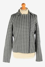 Women's Chaps Knitted Jacket Zip Up Vintage Designer 80's Grey Size L -c2949