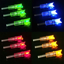 3PCS Lighted Nocks for Crossbow Bolts .300''/7.62mm Inside Diameter Half Moon