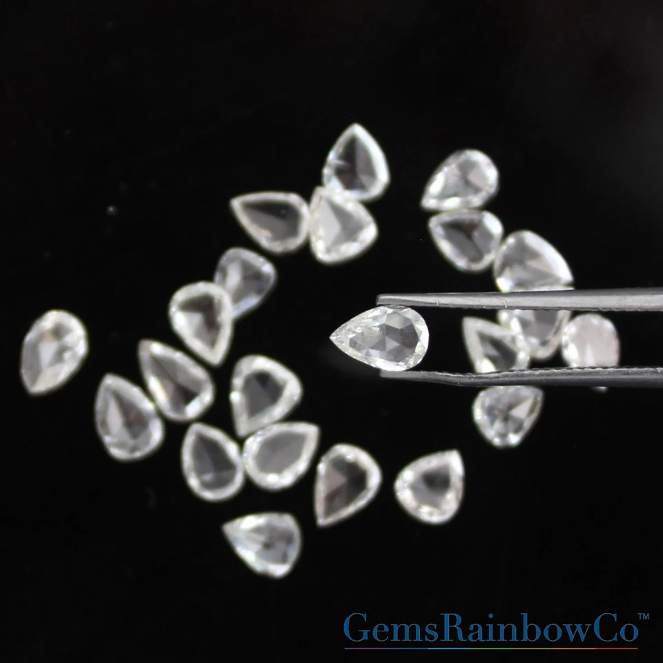 Natural White Diamond Rose Cut Pear, Earth Mined Diamond I-Color, VS2 clarity, - Image 4 of 4