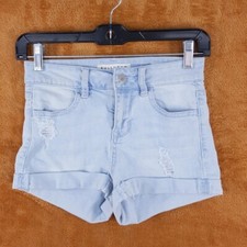 BULLHEAD Jean Shorts Womens Size 25 Light Wash Cuffed Super Stretch Shorty Denim