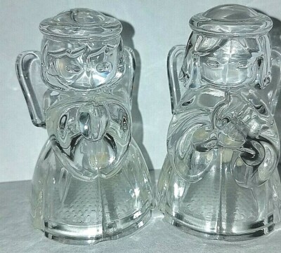 Pair Lenox Full Lead Crystal Angel Czech Republic 2 3/4  With Labels Vintage