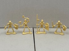 Lot of 4 - Vintage Plastic Skeleton Warriors - 2" Tan