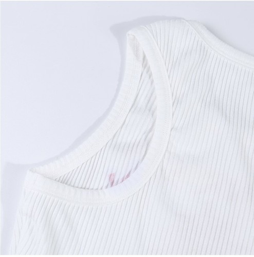 New Women Knitting Letter Tank Crop Top Bustier Gym Sexy Vacation Streetwear - Picture 9 of 10