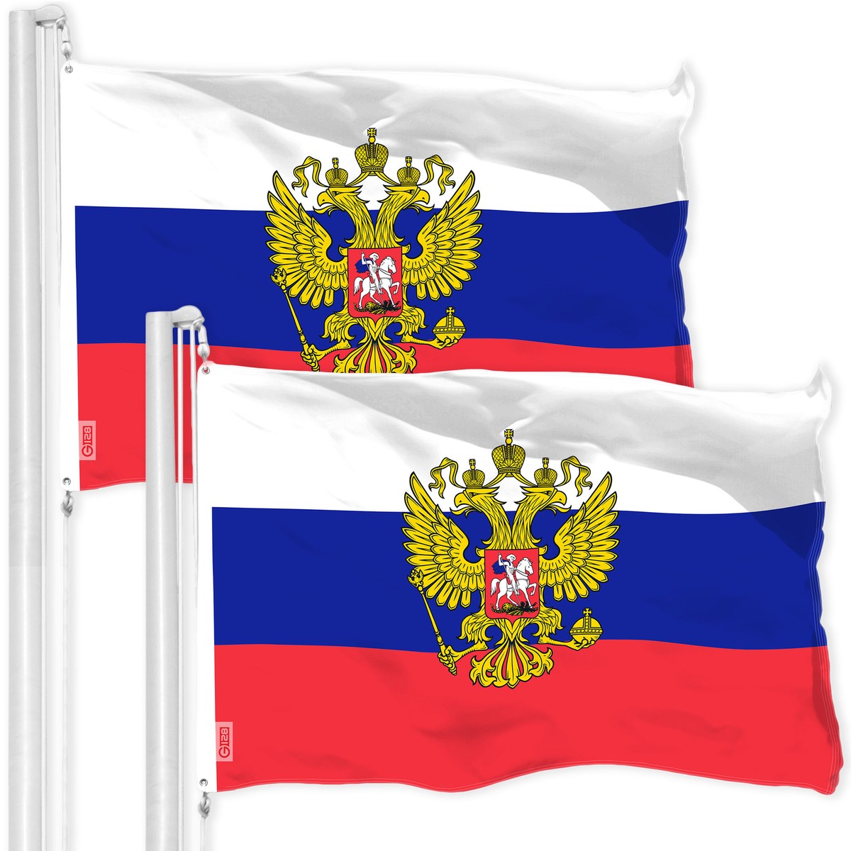G128 2 Pack: Russia Russian Ensign Flag 3x5 Ft LiteWeave Pro