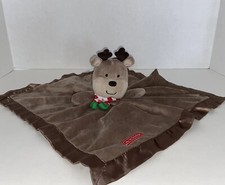 Carters My 1st Christmas Reindeer Lovey Rattle Security Blanket Brown Silky