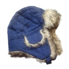 Children's Place Winter Aviator Trapper Hat Blue Ear Flaps Faux Fur Size 2T-3T