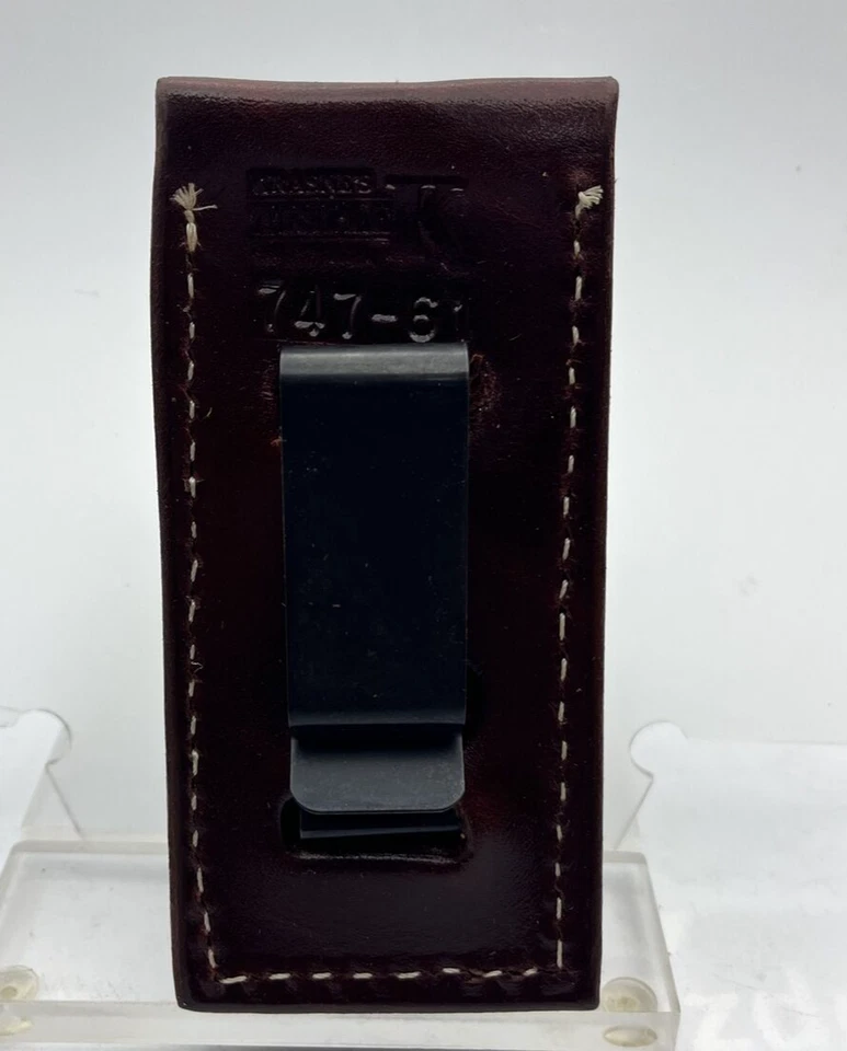 Bolsa de carregador de couro 9MM/40 PILHA DUPLA 747-GRP61 lisa nogueira tripla K CLIP - Imagem 3 de 4