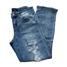 Judy Blue Women’s 7 MultiColor Paint Splash Destroyed Boyfriend Jeans #JB82245LT