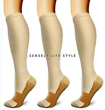 Womens / Mens Copper Compression Socks 20 mmHg Stretchy for Nurse, Sport, Relax