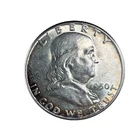 1950 Franklin Half Dollar 50c  Toned AU.  90% Silver Coin #7