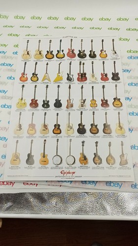 Epiphone Guitars Poster 23x16 +Bumper Sticker + Manual NEW case candy - Picture 5 of 8