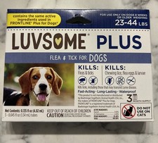 Luvsome Plus Flea Tick for Dogs w Fipronil, 23 - 44 pounds, 3 mo, NIP SEALED