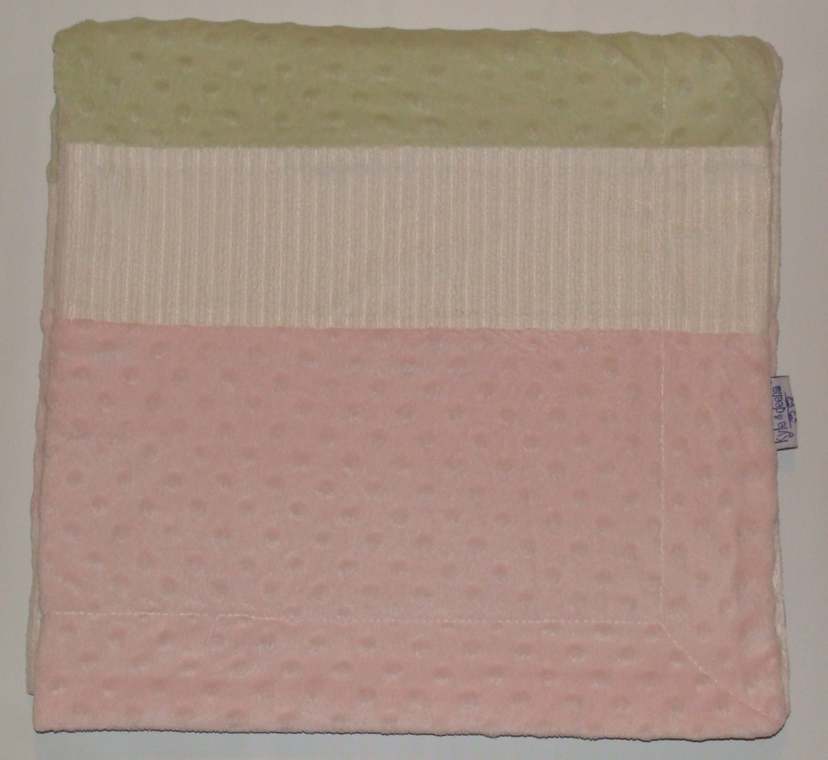 Kyle Deena White Green Pink Baby Girl Blanket Patchwork Stripe