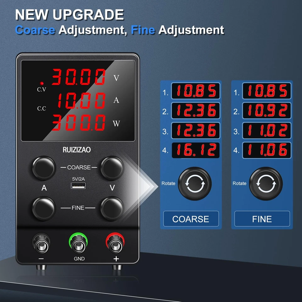 Verstellbares Netzteil 30 V 10 A DC Labornetzgerät Bank verstellbar 4-stellig... - Bild 4 von 4