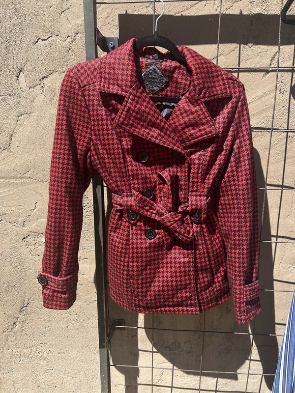 Red And Black Checkered Coat By JouJou Size Large