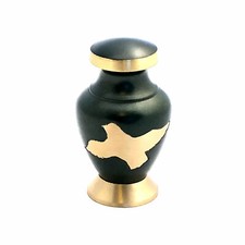 Well Lived  Small Brass Green Keepsake Cremation Urn Set of 4