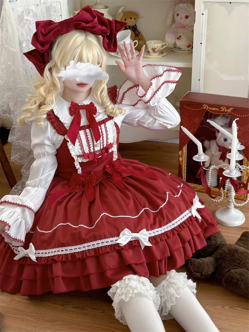 オリジナル lolita クラシカル レッド リボン ロリータJSK L263