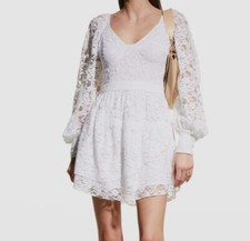 $495 Loveshackfancy Women's White Alela Embroidered Lace Mini Dress Size 2