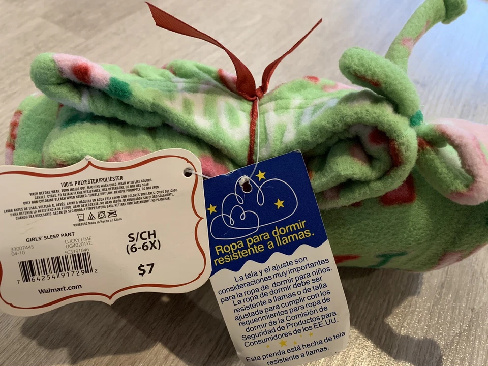 CHRISTMAS GIRLS SLEEP PANT WALMART FLEECE PAJAMA PANT SLEEPWEAR BOTTOM 6 YRS NWT - Image 2 of 4