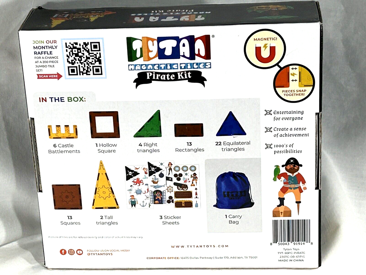 Tytan TILES 60-Piece Pirate Ship Magnetic Building Set - STEM Educational Toy For Kids Ages 3+