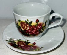 Vintage Pink  Gold Rose Rosebud Teacup Saucer Miniature 6