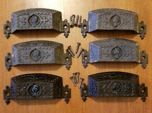Antique Vintage Old Originial Cast Iron Eastlake Bin Pull