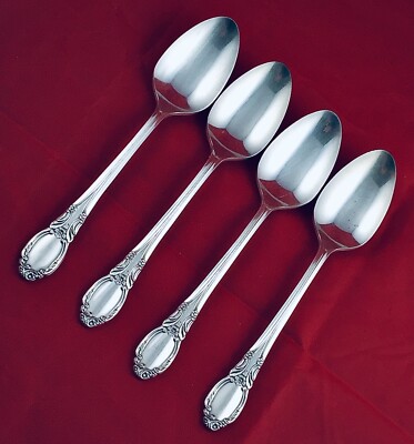 4 ONEIDA PARK LANE-CHATELAINE-DOWRY TEASPOONS SILVER PLATE ROGERS RETIRED