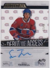 2023-24 Upper Deck Credentials Sean Farrell Debut Ticket Access Auto #57/99